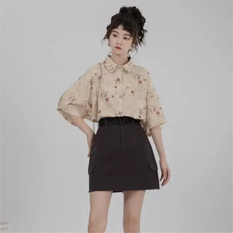 Korean Lifestyle Student - Shirts Dames Corduroy Overhemd met opgestikte